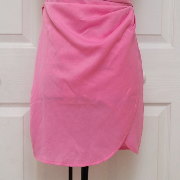 Ensley Mini Princess Polly Dress SIZE 4 Bubblegum Pink Sheer Wrap Asymmetrical - Picture 10 of 14